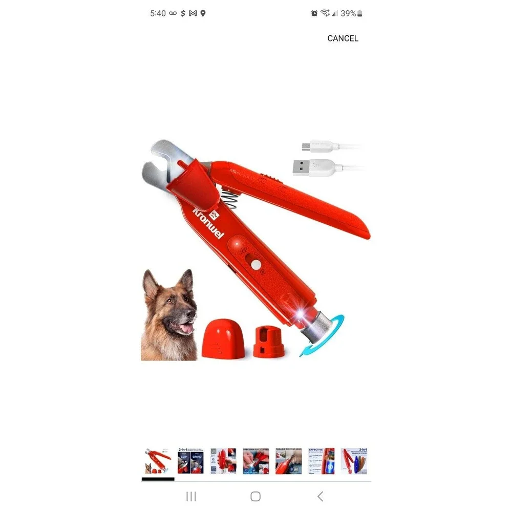 2-in-1 Rechargeable Dog Nail Grinder & Dog Nail Clippers, Dog Nail Trimmers for